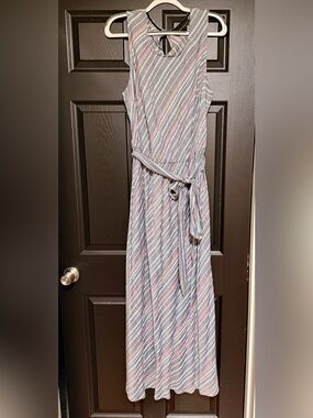 Lane Bryant Striped Sleeveless Maxi Dress in Blue & Red
